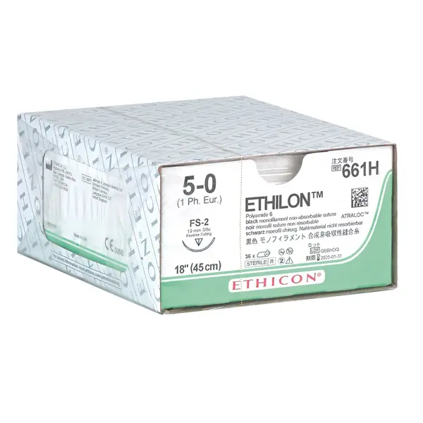 Nahtmaterial von  Ethilon,Ethilon-II, Ethicon kaufen FS2, schwarz monofil | 1,5 | 4/0 | 0,45 m